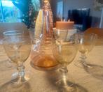 Vintage karaf met 6 wijnglazen, Antiek en Kunst, Antiek | Glas en Kristal, Ophalen of Verzenden