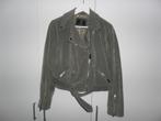 Rino & Pelle Groen/Beige Suede Biker Jasje Maat 38, Maat 38/40 (M), Verzenden, Zo goed als nieuw, Jasje