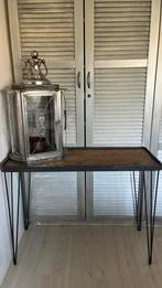Mooi dressoir houten blad met metalen poten, Ophalen, Gebruikt, 25 tot 50 cm