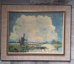 Jan Kelderman 1914-1990 - Polderlandschap met molen, Antiek en Kunst, Kunst | Schilderijen | Klassiek, Ophalen of Verzenden