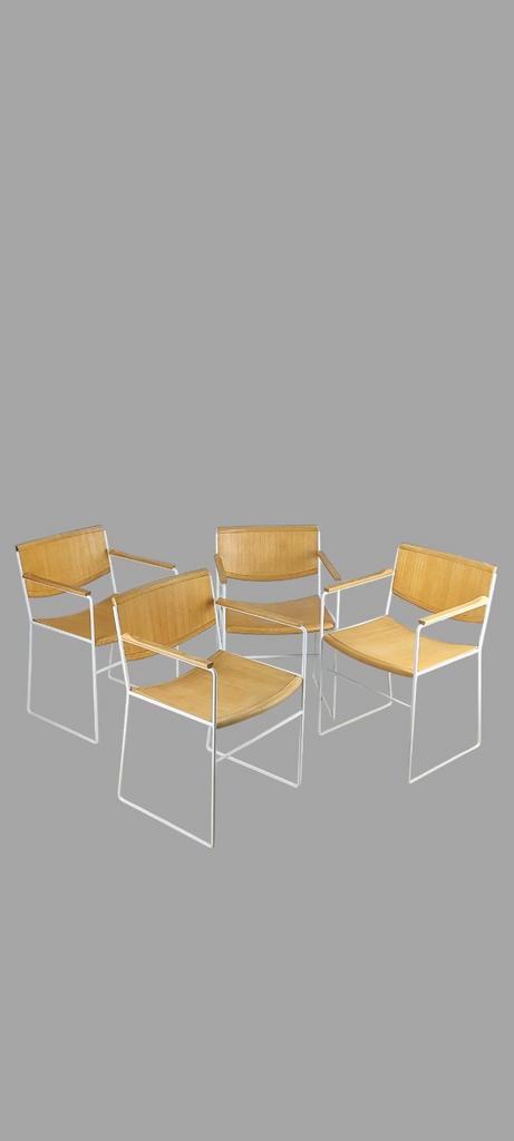 Postmoderne Arco design stoelen 1980s, Huis en Inrichting, Stoelen, Zo goed als nieuw, Vier, Wit, Ophalen