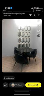 Marmer eettafel zwart met goud en 3 stoelen leer met goud, Huis en Inrichting, Tafels | Eettafels, Ophalen of Verzenden