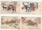 Lot 6 besneeuwde landschappen koets met paarden Coloprint, Verzamelen, Ansichtkaarten | Themakaarten, Verzenden, Ongelopen, Feest(dag)