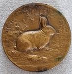 Bronzen WIJLANTO penning uit 1946 met afbeelding van konijn, Ophalen, Brons, Nederland