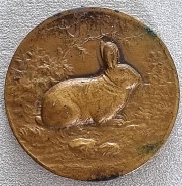 Bronzen WIJLANTO penning uit 1946 met afbeelding van konijn beschikbaar voor biedingen