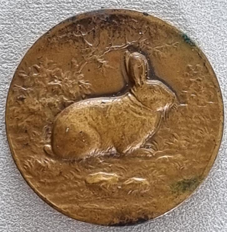 Bronzen WIJLANTO penning uit 1946 met afbeelding van konijn, Postzegels en Munten, Penningen en Medailles, Brons, Nederland, Ophalen
