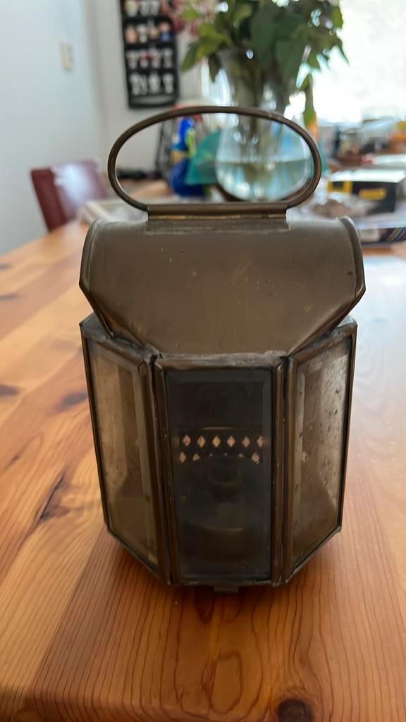 Antiek koperen olielamp, Antiek en Kunst, Antiek | Lampen, Ophalen of Verzenden