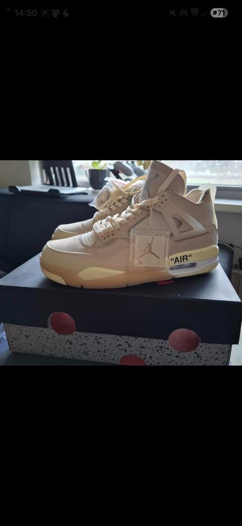 Nike Air Jordan 4 Retro Off-White Sail - Maat 43, Kleding | Heren, Schoenen, Wit, Nieuw, Ophalen of Verzenden, Sneakers of Gympen