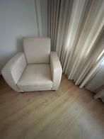 Twee roomwitte leather look fauteuils - onbeschadigd, Ophalen, Zo goed als nieuw, 75 tot 100 cm, Leer