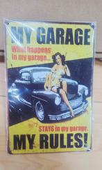 Metalen Bord My Garage My Rules 20x30cm, Huis en Inrichting, Ophalen of Verzenden, Nieuw