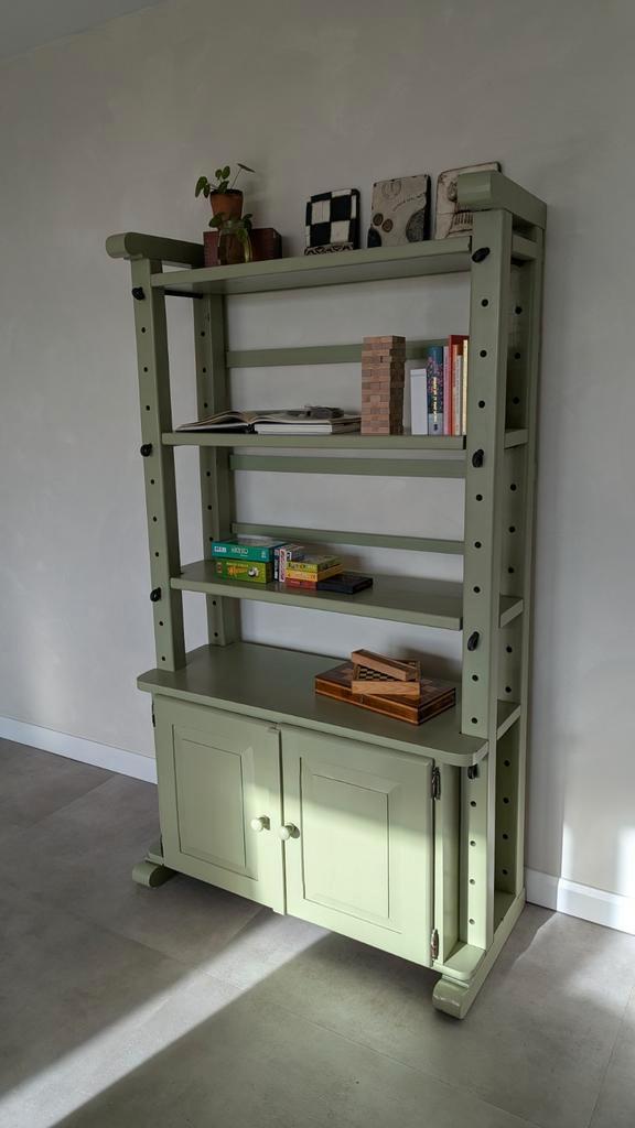 Groene Kaaskast / stellingkast, Huis en Inrichting, Kasten | Boekenkasten, Gebruikt, 50 tot 100 cm, 150 tot 200 cm, 25 tot 50 cm