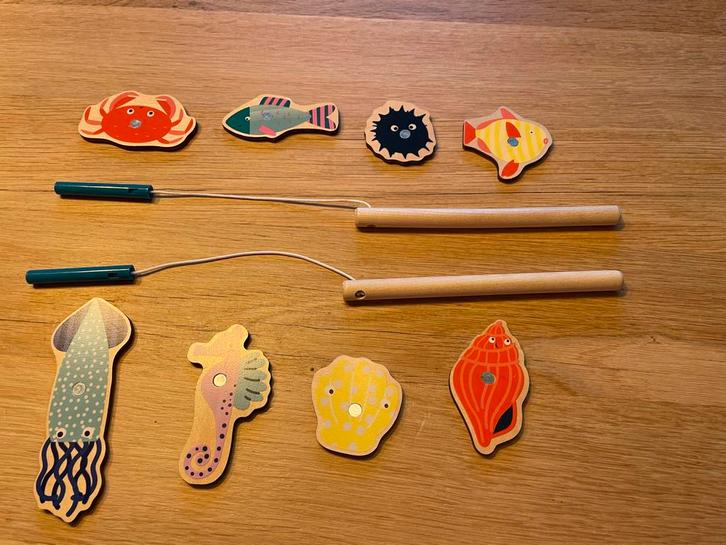 Magnetisch Visspel - Houten Hengels, Kinderen en Baby's, Speelgoed | Educatief en Creatief, Zo goed als nieuw, Ontdekken, Ophalen of Verzenden