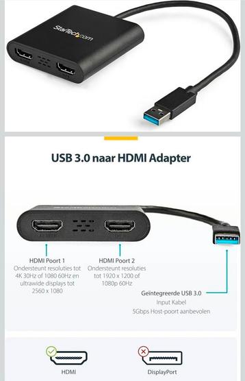 StarTech USB naar 2x HDMI Adapter beschikbaar voor biedingen