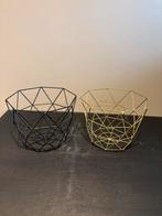 Ijzeren mandjes | set van twee | goud zwart, Ophalen, Overige materialen, Mand, Rond