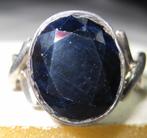 Saffier 7 karaat %100 natuurlijk retro zilver ring ca 1960, Ophalen, 18 tot 19, Blauw, Zo goed als nieuw