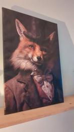 Prachtige canvas van vos op hout, Huis en Inrichting, Ophalen of Verzenden, Zo goed als nieuw, 50 tot 75 cm, Schilderij