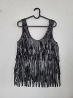 H&M edition leather franje top maat S, Kleding | Dames, Tops, H&M, Verzenden, Zwart, Nieuw