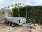 Henra Proline plateau aanhanger, dubbelasser met huif, Auto diversen, Aanhangers en Bagagewagens, Ophalen of Verzenden, Zo goed als nieuw