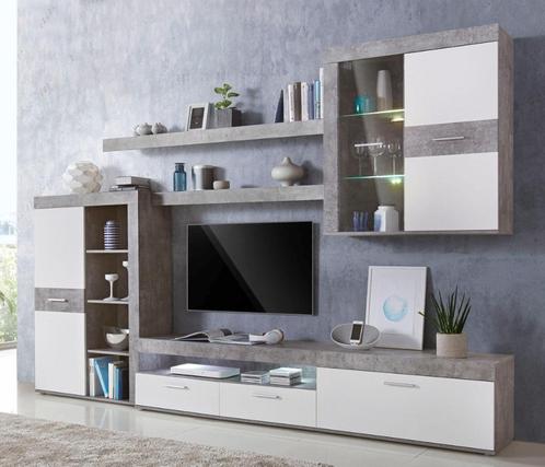 MEGA STUNTPRIJS! TV Meubel MENNO 300x201x41 Hout/ Betongrijs, Huis en Inrichting, Kasten | Televisiemeubels, Nieuw, 200 cm of meer