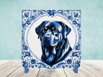 Rottweiler Delfts Blauwe tegel incl houder beschikbaar voor biedingen