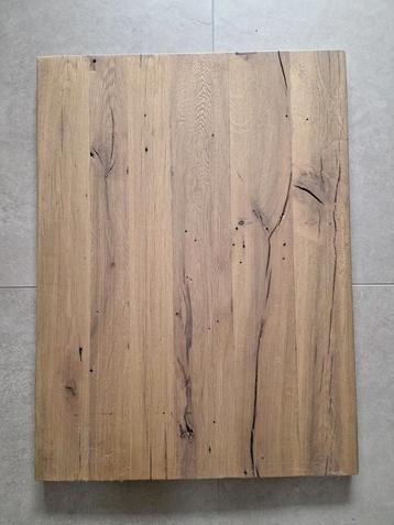 Rustiek Eiken Tafelblad 80x60x3 CM Met Stalen Versteviging beschikbaar voor biedingen