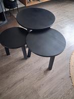 3 zwarte bijzettafels van WOOOD., Huis en Inrichting, Tafels | Bijzettafels, Ophalen, Rond, Minder dan 55 cm