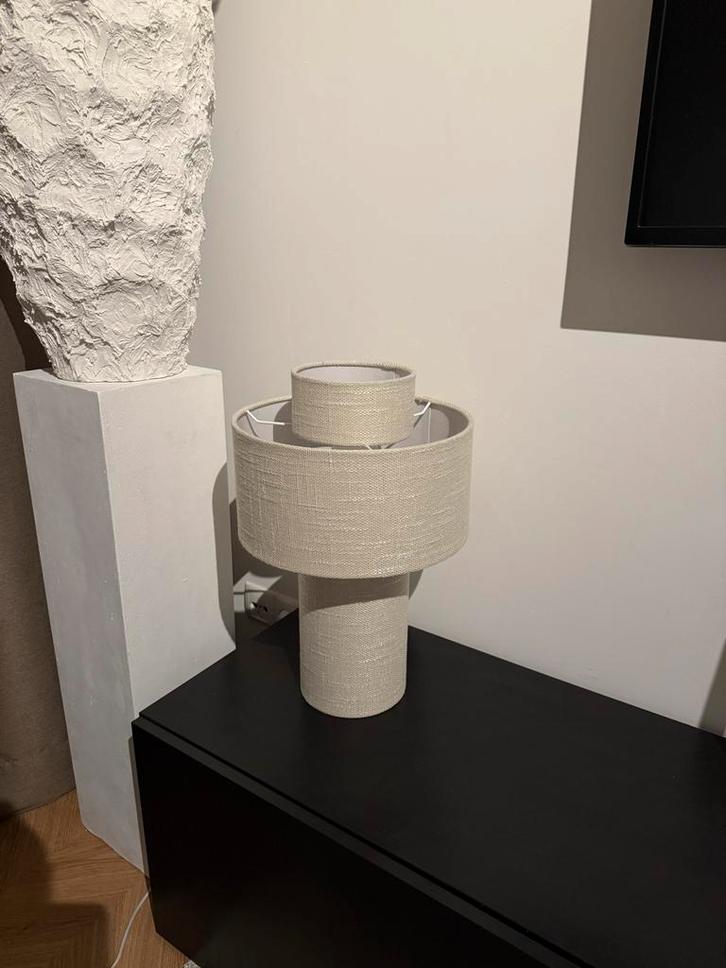 Crème Tafellamp, Huis en Inrichting, Lampen | Vloerlampen, Zo goed als nieuw, Minder dan 100 cm, Stof, Verzenden