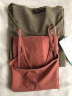 Doorschijnende longsleeve Didi L en spaghetti-top Hema M-L, Ophalen of Verzenden, Nieuw, Bruin, Lange mouw