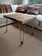 Eikenhouten salontafel/bijzettafel, wagondelen, Minder dan 50 cm, Gebruikt, 50 tot 100 cm, 50 tot 75 cm