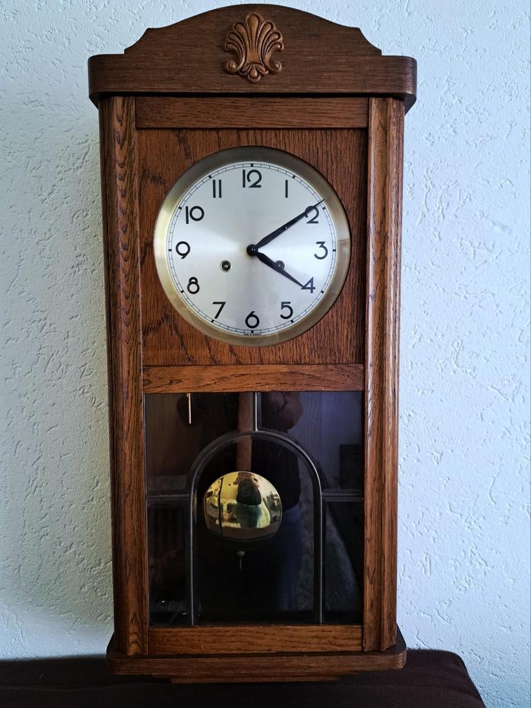 Eiken Wandklok met Slinger, met of zonder bimbam, Ophalen