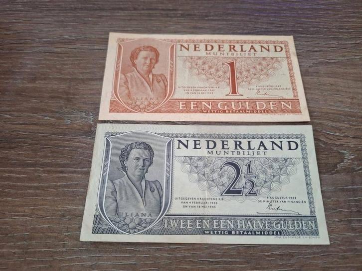 Setje heel mooie muntbiljetten 1 en 2,5 gulden Juliana, 1949, Postzegels en Munten, Bankbiljetten | Nederland, Ophalen of Verzenden