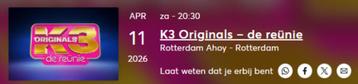 K3 Originals - De Reünie 11-04-2026 20:30 beschikbaar voor biedingen