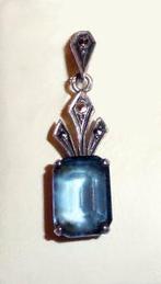 Hanger Zilver art deco Markasiet Aquamarijn Topaas, Zo goed als nieuw, Met edelsteen, Zilver, Verzenden