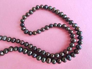 jwg Vintage 70s zoetwaterparel parel ketting zwart parels beschikbaar voor biedingen