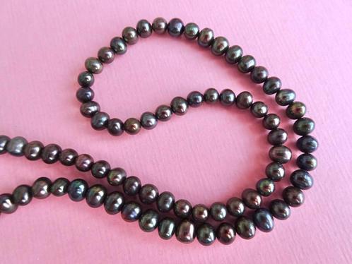 jwg Vintage 70s zoetwaterparel parel ketting zwart parels, Sieraden, Tassen en Uiterlijk, Antieke sieraden, Ketting, Overige materialen