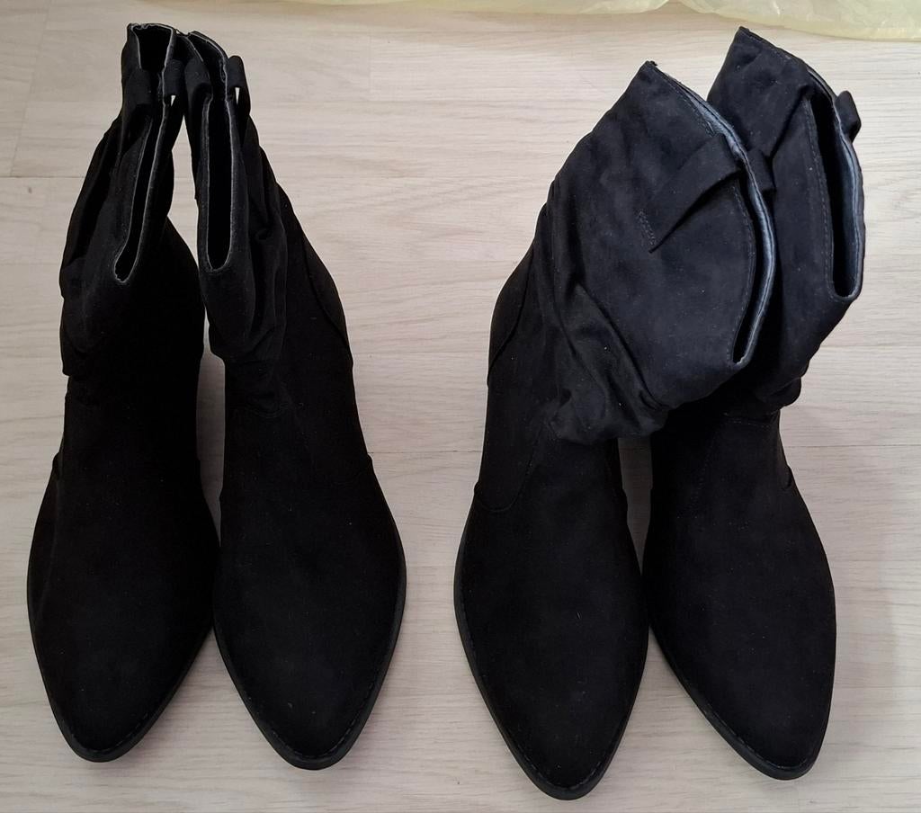 PRIMARK SCHOENEN LAARZEN LAARSJES ZWART ZILVER 38 HAK BLOK, Zwart, Lage of Enkellaarzen, Ophalen of Verzenden, Zo goed als nieuw