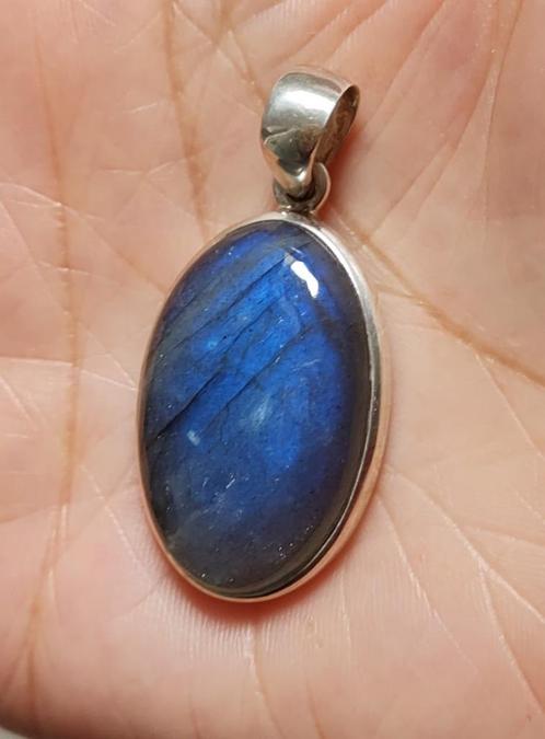 925 zilveren hanger met natuurlijke Labradoriet steen, Sieraden, Tassen en Uiterlijk, Kettinghangers, Nieuw, Zilver, Blauw, Overige voorstellingen