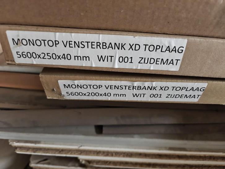 Monotop Vensterbank Wit Zijdemat -op Maat!, Doe-het-zelf en Verbouw, Hout en Planken, Nieuw, Plank, Overige houtsoorten, 300 cm of meer