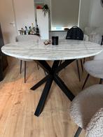 Ronde marmeren eettafel – Ø110 cm, Huis en Inrichting, Tafels | Eettafels, Ophalen, 100 tot 150 cm, Zo goed als nieuw, Vier personen