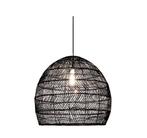 XL Black Rattan Pendant Lamp, Huis en Inrichting, Lampen | Hanglampen, Ophalen, Black woven rattan, Zo goed als nieuw, 75 cm of meer