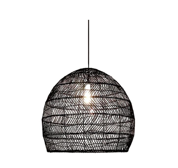 XL Black Rattan Pendant Lamp, Huis en Inrichting, Lampen | Hanglampen, Zo goed als nieuw, 75 cm of meer, Hout, Ophalen