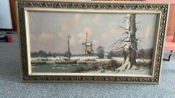 Zeer oud Hollands winterlandschap door Anton Muller beschikbaar voor biedingen