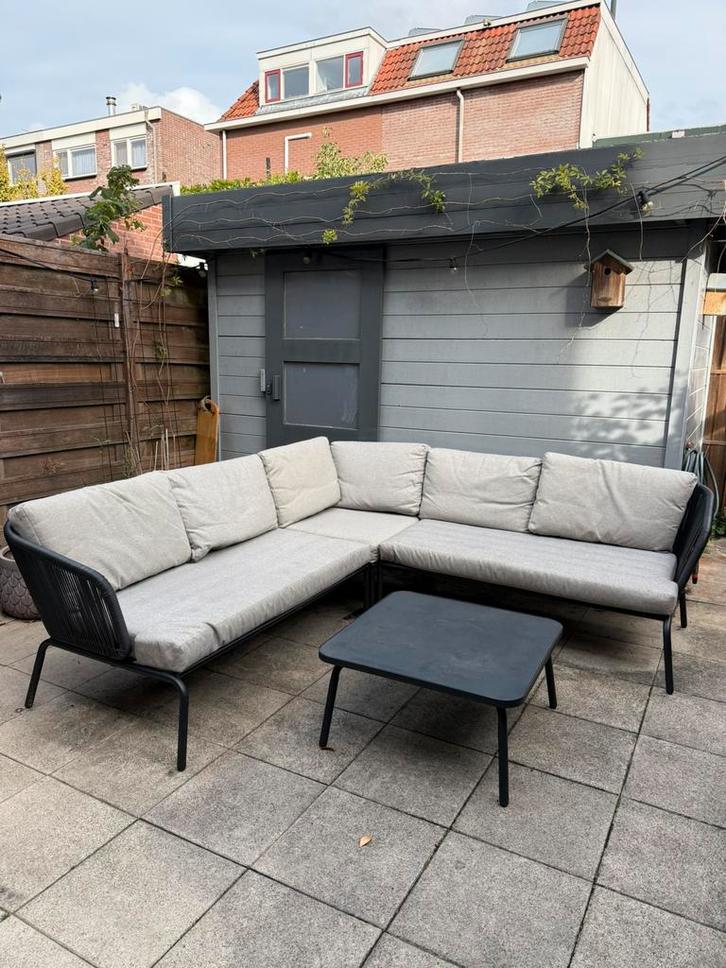Tuinset Kopenhagen antraciet met tafel, Tuin en Terras, Tuinsets en Loungesets, Zo goed als nieuw, Loungeset, Kunststof, 5 zitplaatsen