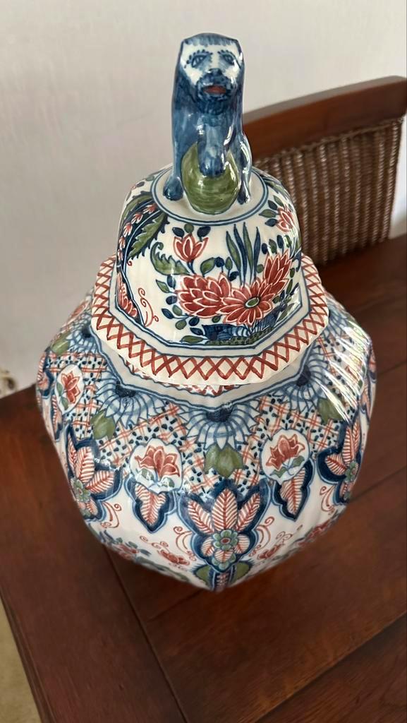 Handbeschilderde Tichelaar Makkum dekselvaas, Antiek en Kunst, Antiek | Schalen, Ophalen