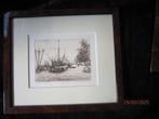 WIERINGA, Mooie Zwart-wit ets met schepen/Boompjes Rdam, Ophalen of Verzenden