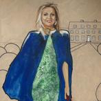 Maxima met haar 2 honden 120x90, Antiek en Kunst, Ophalen of Verzenden