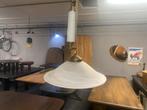 Bronzen hanglamp met opaalglas, Huis en Inrichting, Lampen | Hanglampen, Ophalen, Gebruikt, Glas, 50 tot 75 cm