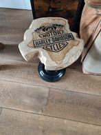 Teak houten design bijzettafeltje. Harley Davidson., Minder dan 45 cm, Ophalen of Verzenden, Minder dan 55 cm, Hout
