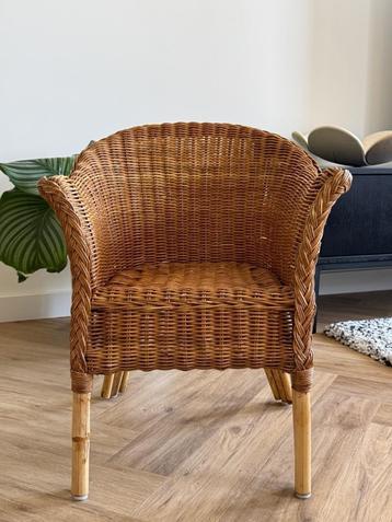 Vintage Bamboo Rieten Kinderstoel beschikbaar voor biedingen