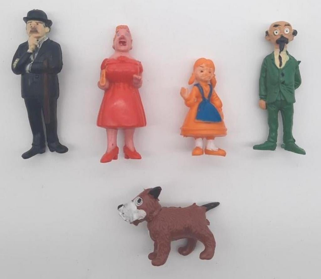 Kuifje en het Haaienmeer 5 figuren Esso Belvision 1973, Ophalen of Verzenden, Kuifje, Gebruikt, Beeldje of Figuurtje